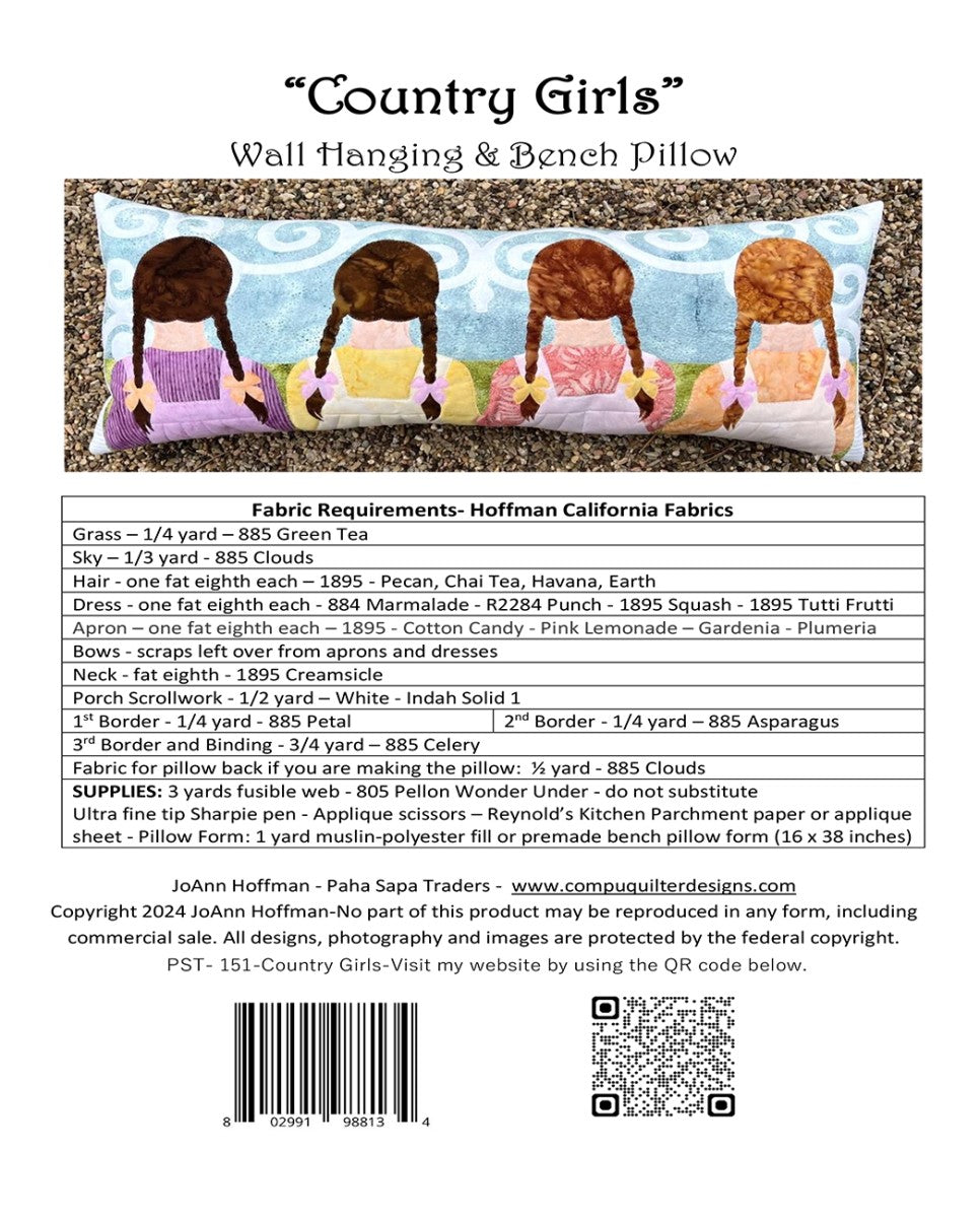 Country Girls Wall Hanging and Bench Pillow Pattern - image 2