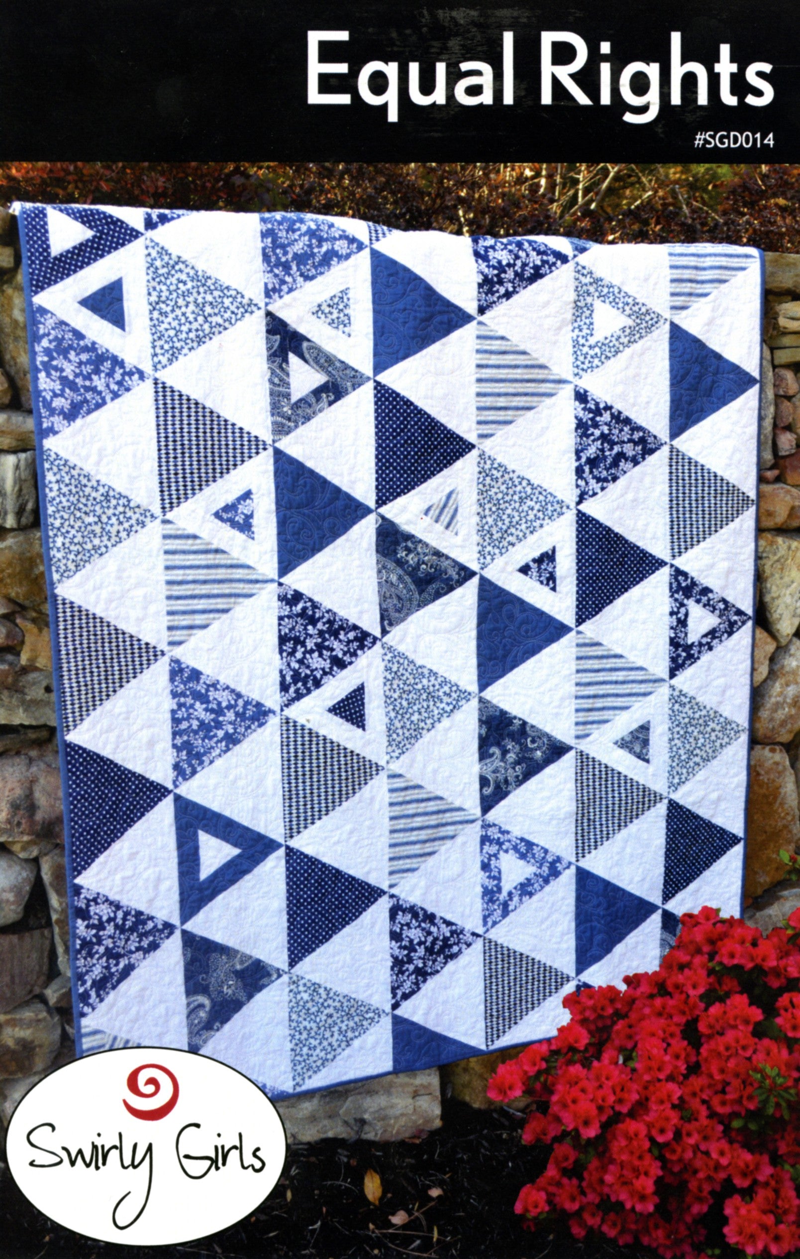 Equal Rights quilt pattern — blue and white triangle design by Swirly Girls Design