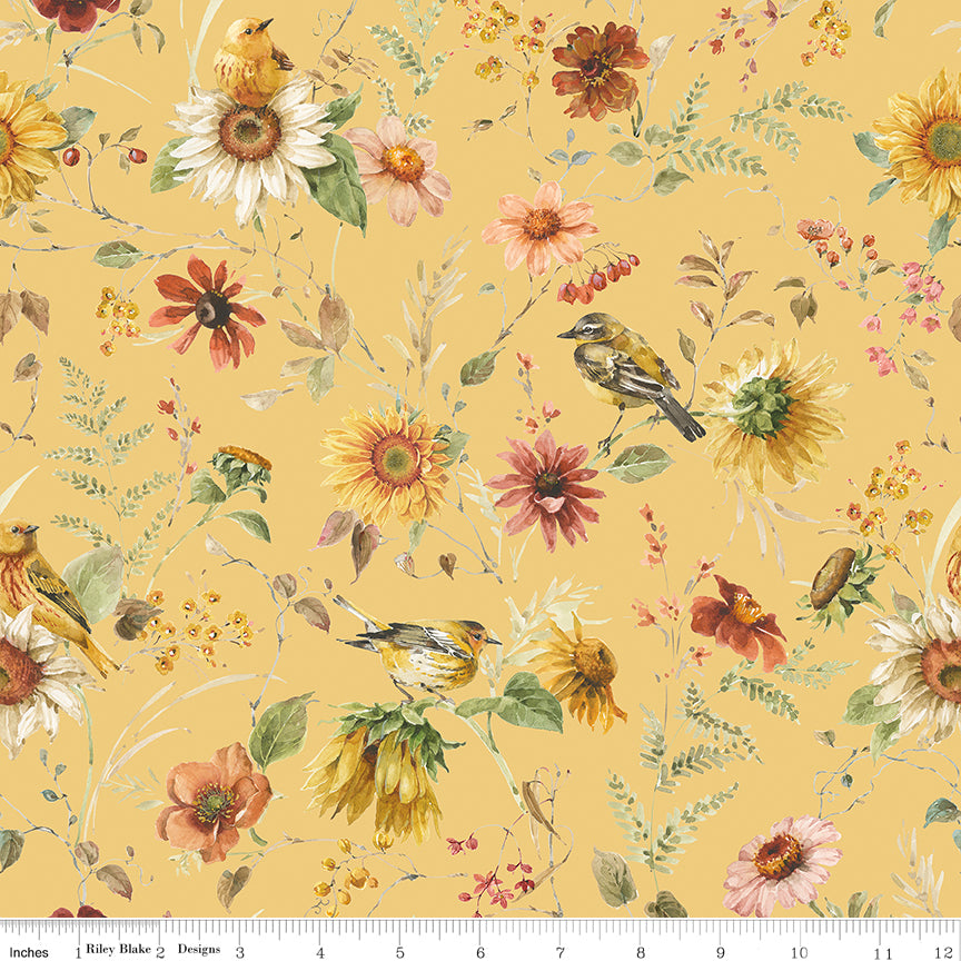 Wide Back Sunflower Whispers Prairie Yellow 3-Yard Package