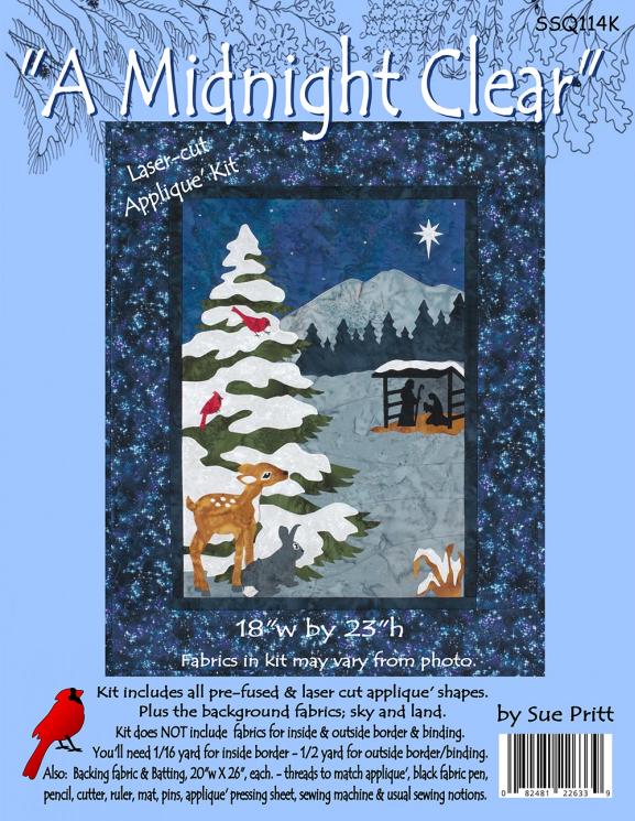 A Midnight Clear Laser Cut Quilt Kit by Sue Pritt. 18"w x 23"h - QuiltingJoyPDX