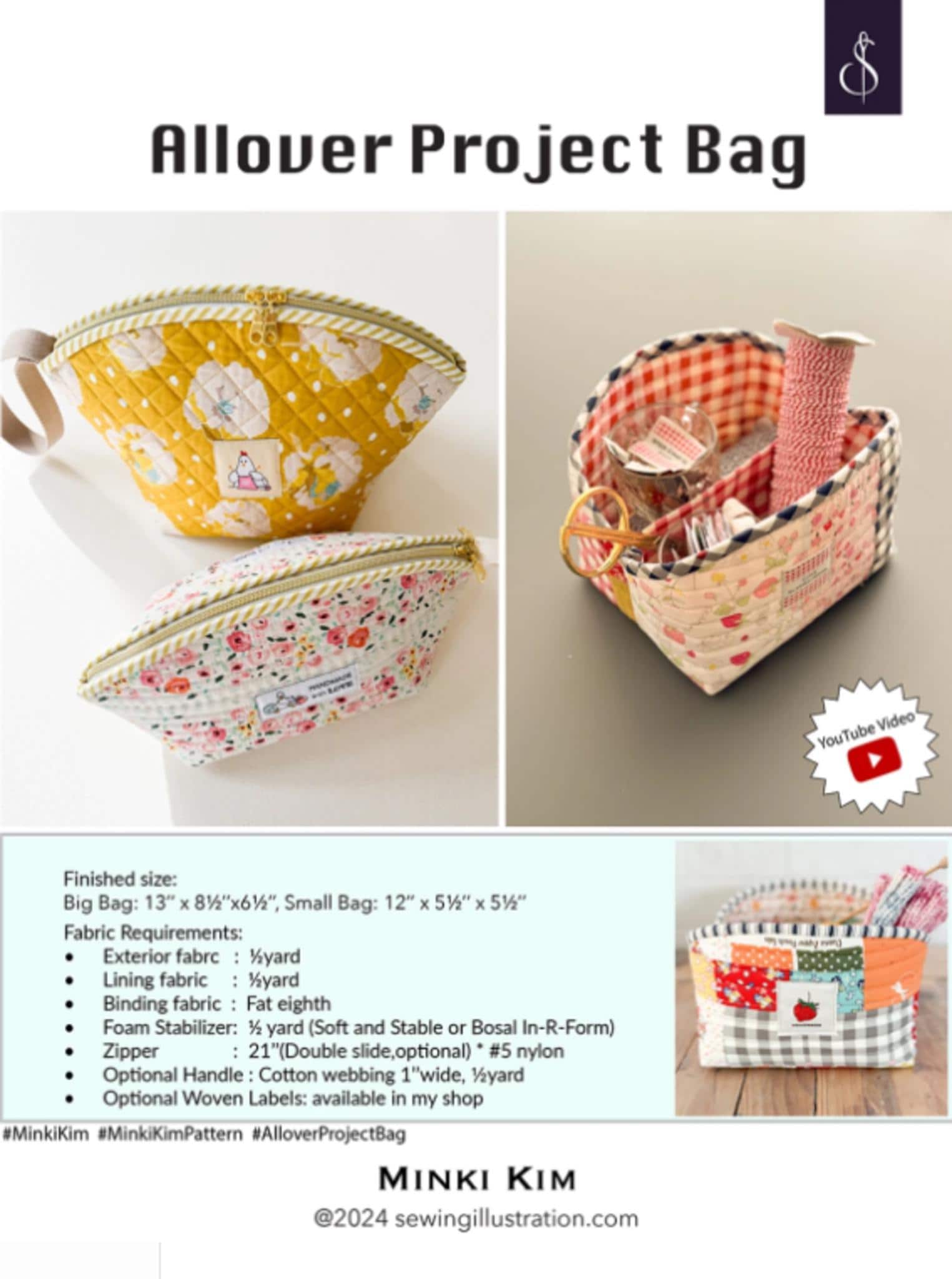 Allover Project Bag Pattern by Minki Kim - QuiltingJoyPDX