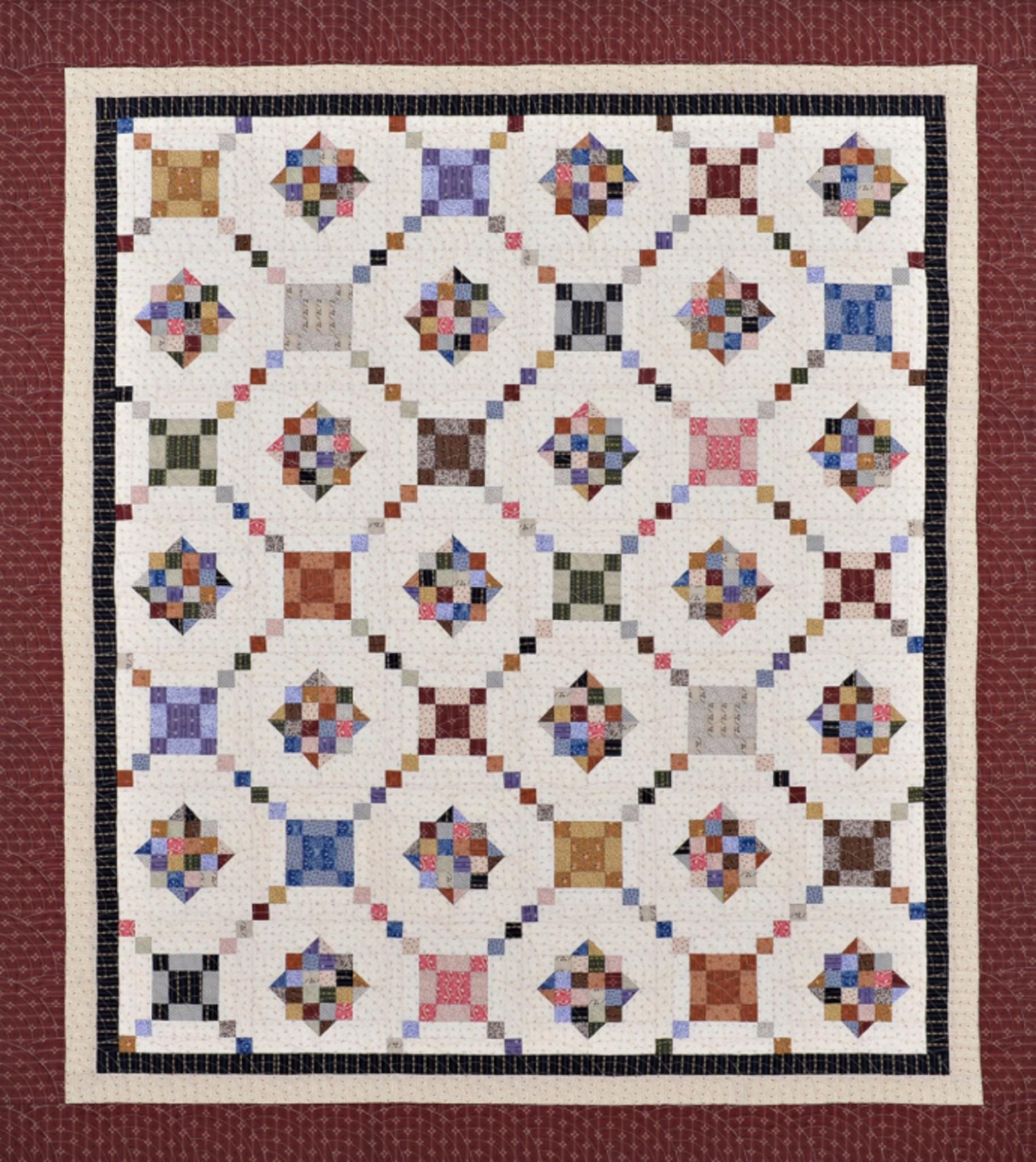 Aunt Millie's Hatbox Quilt Pattern by Pam Buda- Finished size 62" x 70" - QuiltingJoyPDX