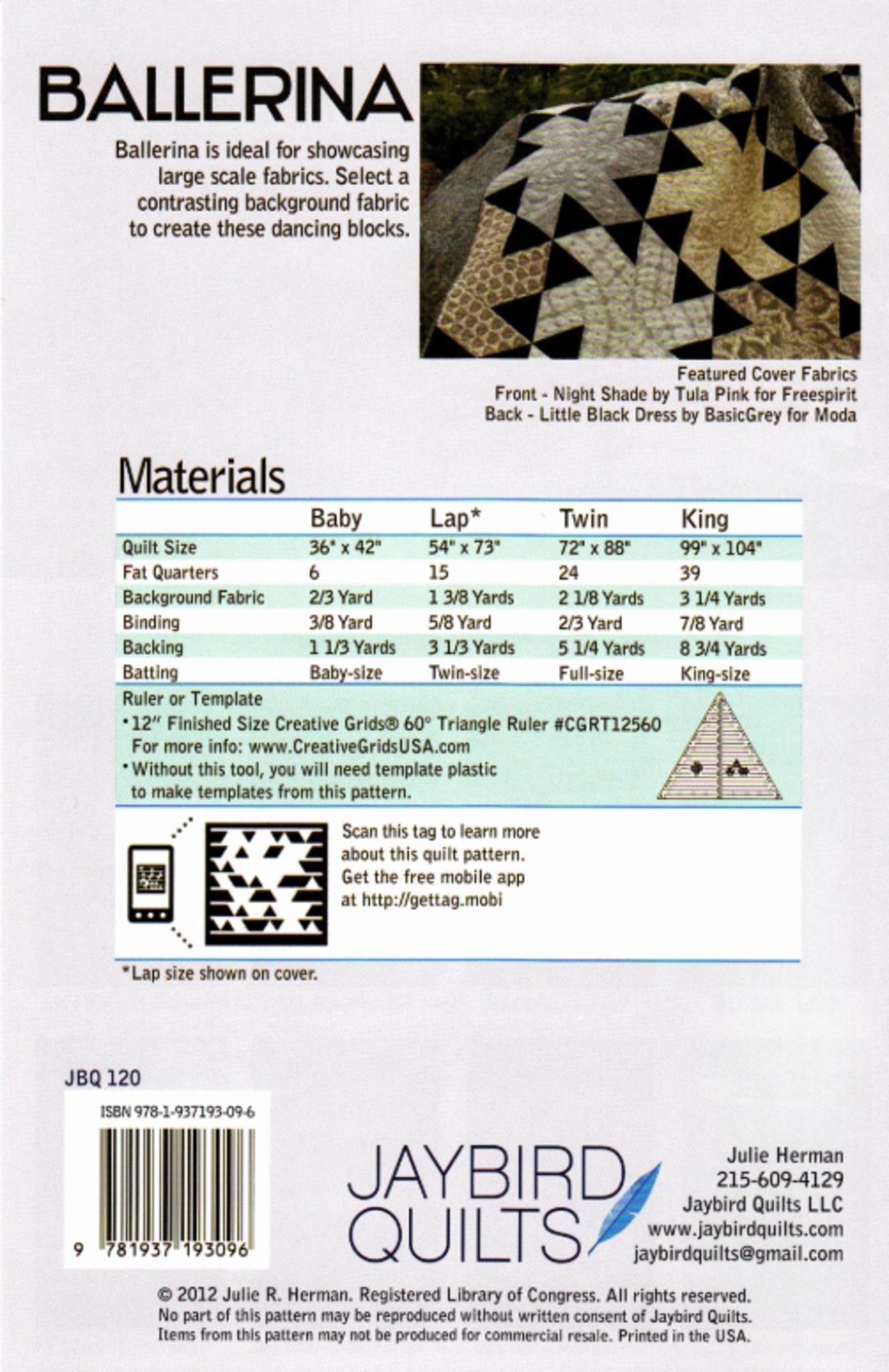 Ballerina Quilt Pattern by Julie Herman from Jaybird Quilts - Four sizes included. - QuiltingJoyPDX