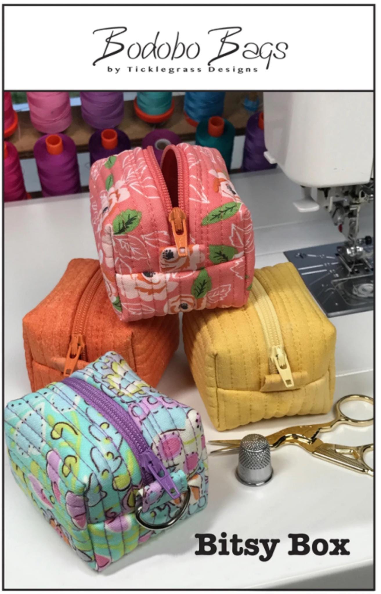 Bitsy Box Bodobo Bags Pattern - 2.5" square by Natalie Rawlinson - QuiltingJoyPDX