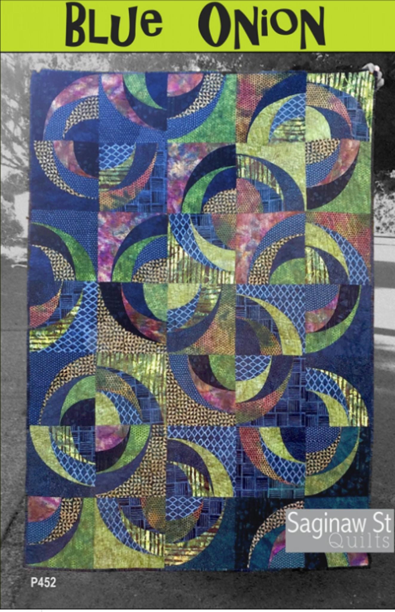 Blue Onion Quilt Pattern by Saginaw St - approx 50" x 70" finished size - QuiltingJoyPDX
