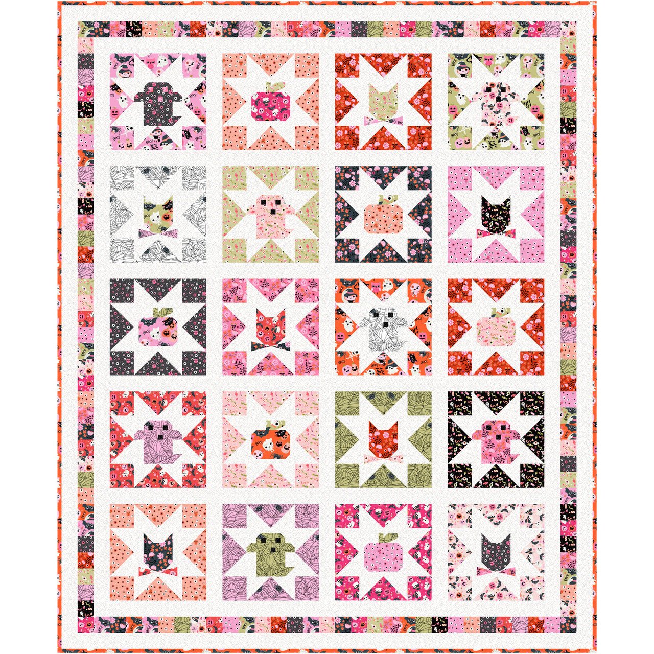 Boo Halloween Quilt Pattern — Ghosts, Cats & Pumpkins by Poppie Cotton - QuiltingJoyPDX