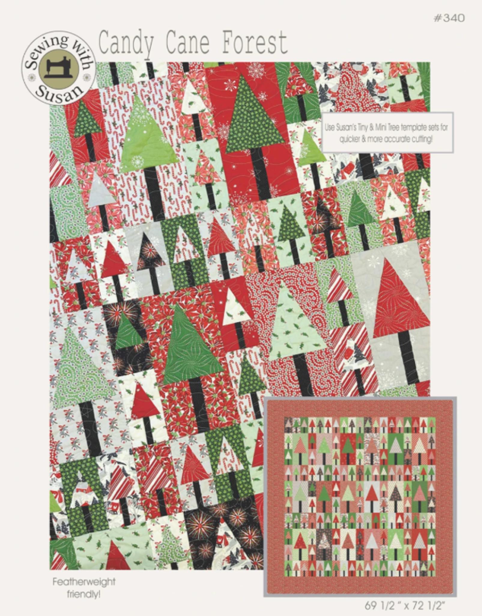 Candy Cane Forest Quilt Pattern designed by Susan Marth. Finished size 69.5" x 72.5" - QuiltingJoyPDX
