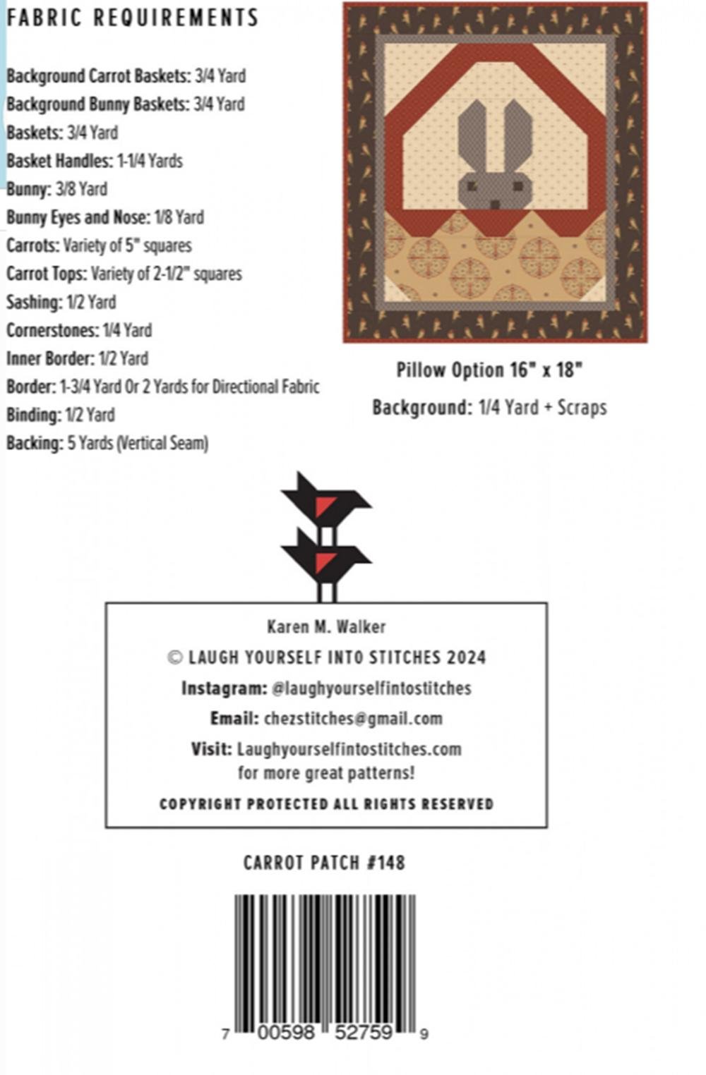 Carrot Patch Pattern by Laugh Yourself into Stitches - 60" x 82" - QuiltingJoyPDX