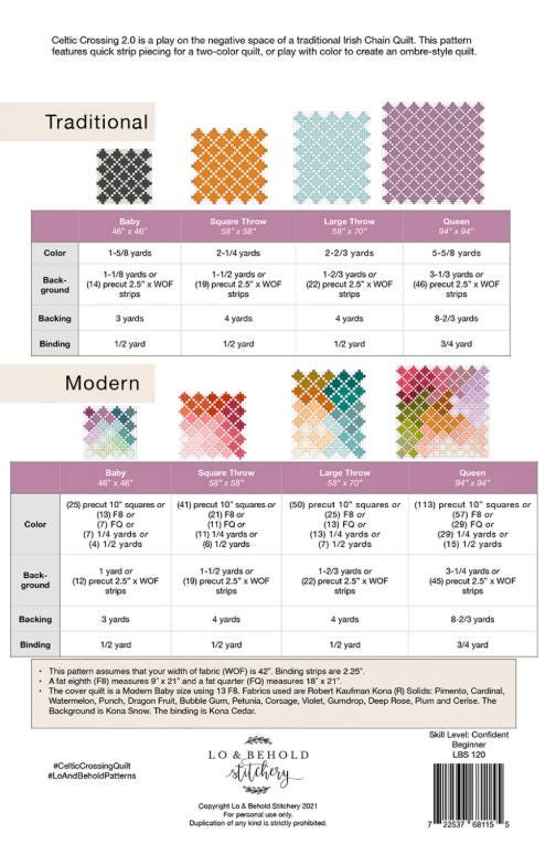 Celtic Crossing 2.0 Quilt Pattern from Lo & Behold Stitchery - Four sizes included - QuiltingJoyPDX