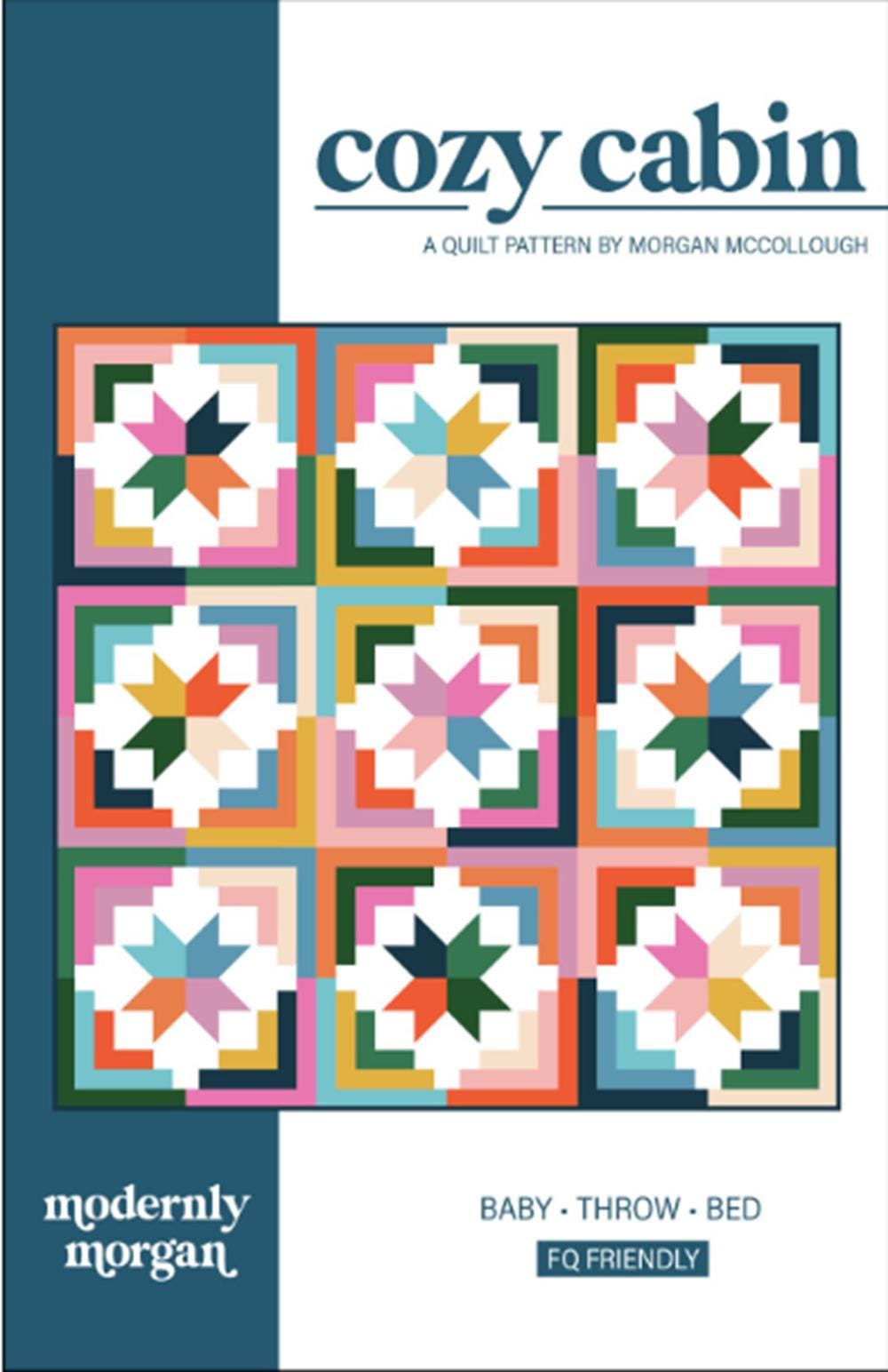 Cozy Cabin Quilt Pattern by Morgan Mccollough - Baby, Throw, and Bed sizes - QuiltingJoyPDX