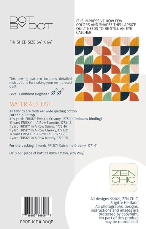 Dot By Dot Quilt Pattern by Brigitte Heitland - 64" x 64" - QuiltingJoyPDX