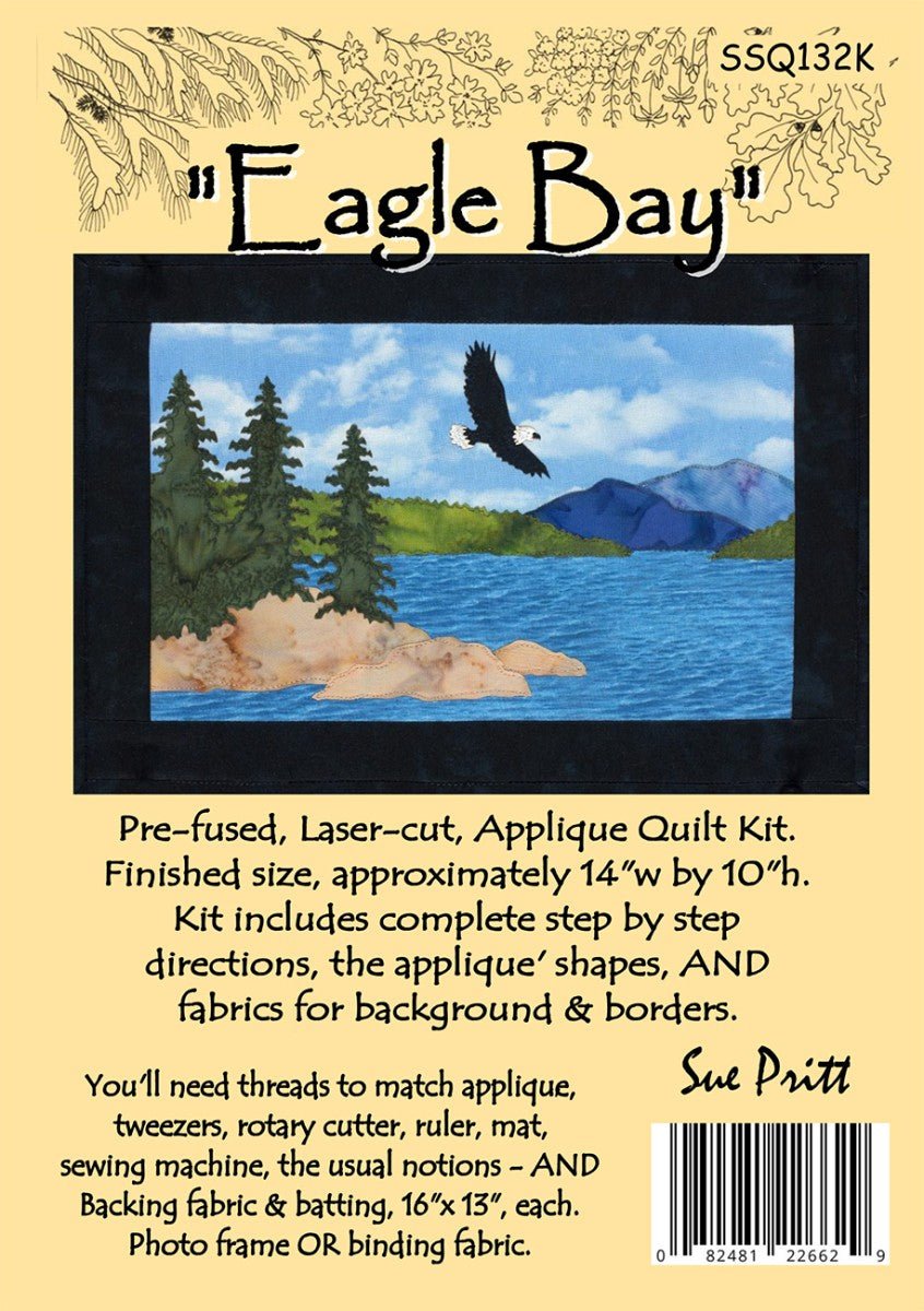 Eagle Bay – Laser Cut Appliqué Wall Hanging Quilt Kit by Sue Pritt (14" x 10") - QuiltingJoyPDX
