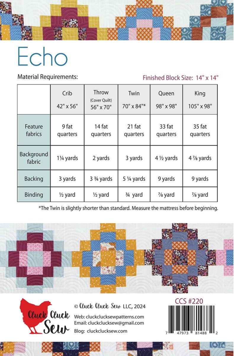 Echo Quilt Pattern by Cluck Cluck Sew - QuiltingJoyPDX