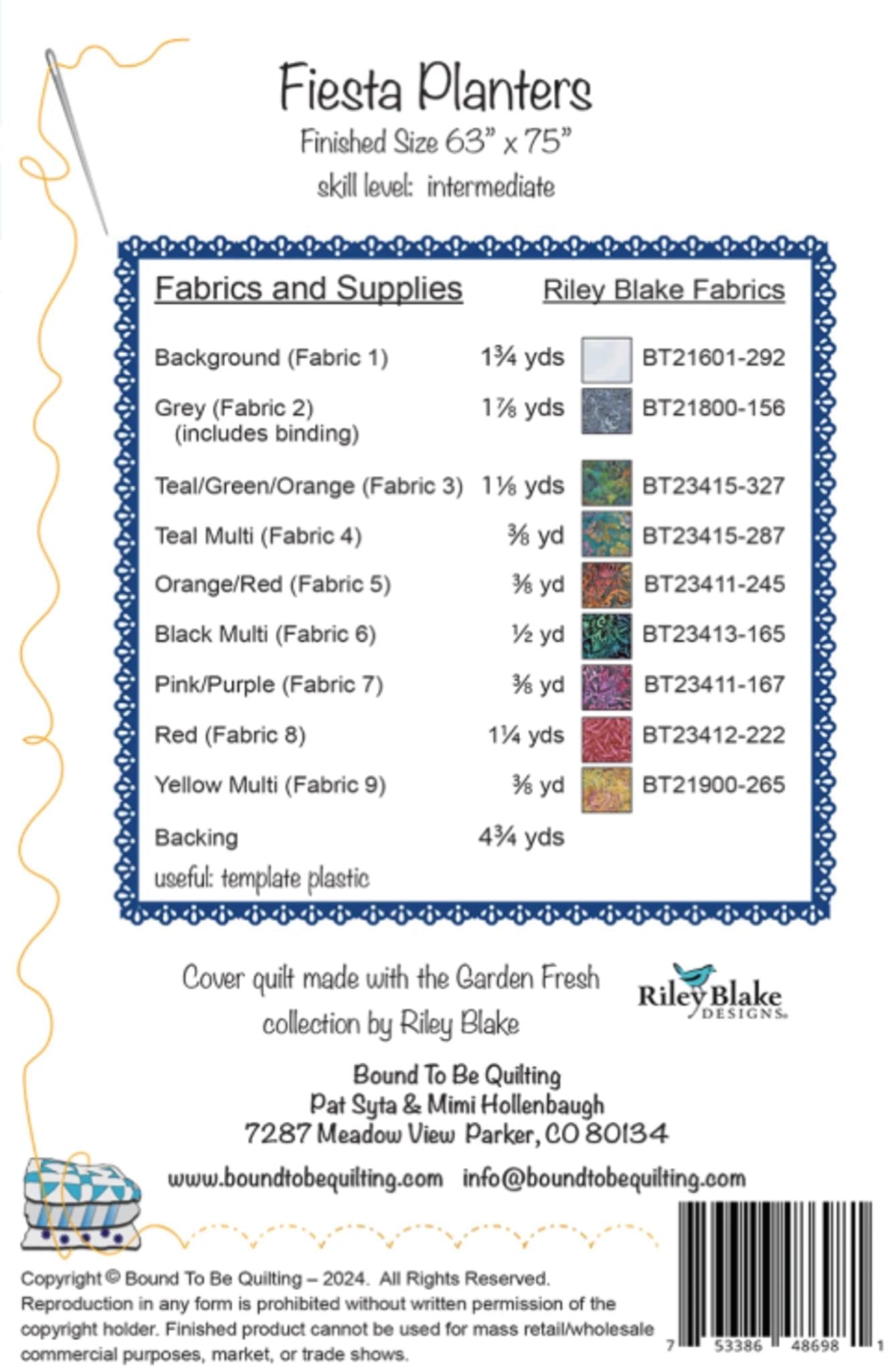 Fiesta Planters quilt pattern by Mimi Hollenbaugh and Pat Syta - 63 x 75 - QuiltingJoyPDX