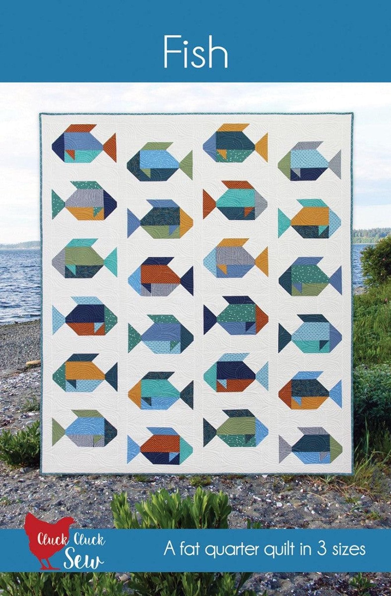 Fish Quilt Pattern, Easy Fat Quarter Design in 3 Sizes - QuiltingJoyPDX