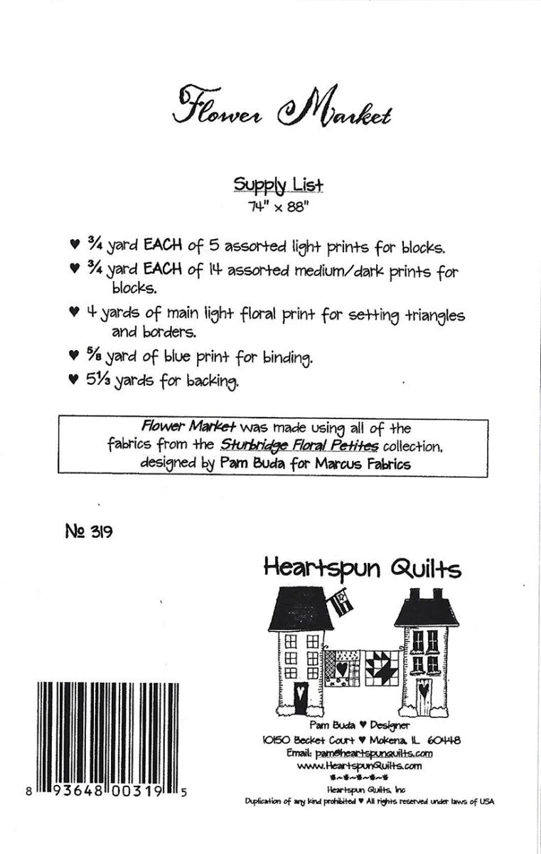 Flower Market Quilt Pattern by Heartspun Quilts – Pam Buda - QuiltingJoyPDX