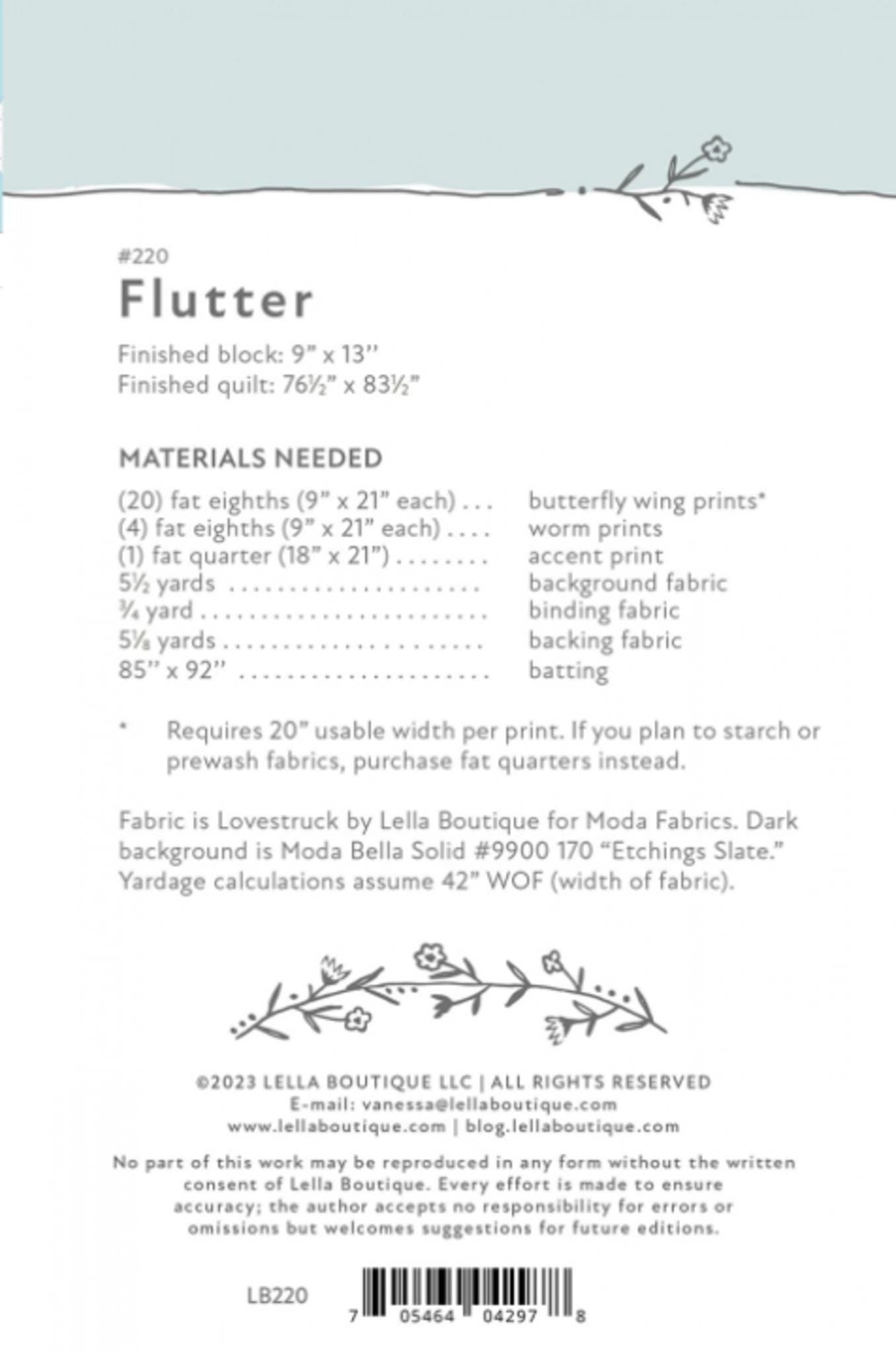 Flutter Quilt Pattern by Lella Boutique - approx 76.5" x 83.5" finished size - QuiltingJoyPDX