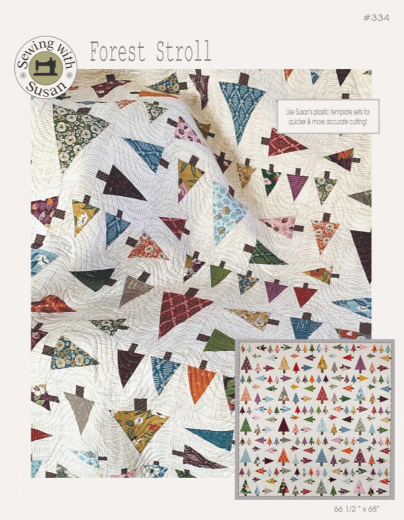 Forest Stroll Quilt Pattern designed by Susan Marth. Finished size 66.5 x 68 - QuiltingJoyPDX