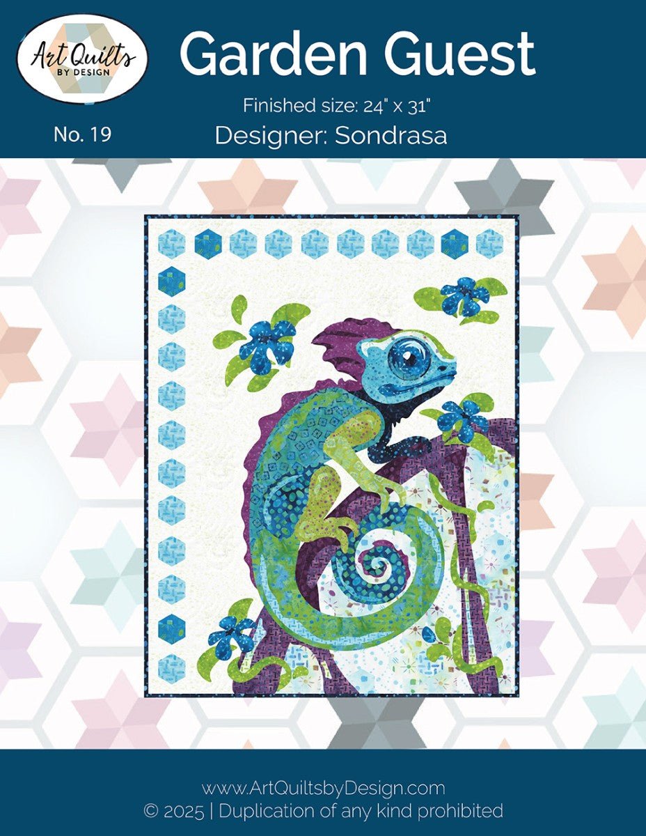 Garden Guest Quilt Pattern – Chameleon Wall Hanging by Art Quilts By Design - QuiltingJoyPDX
