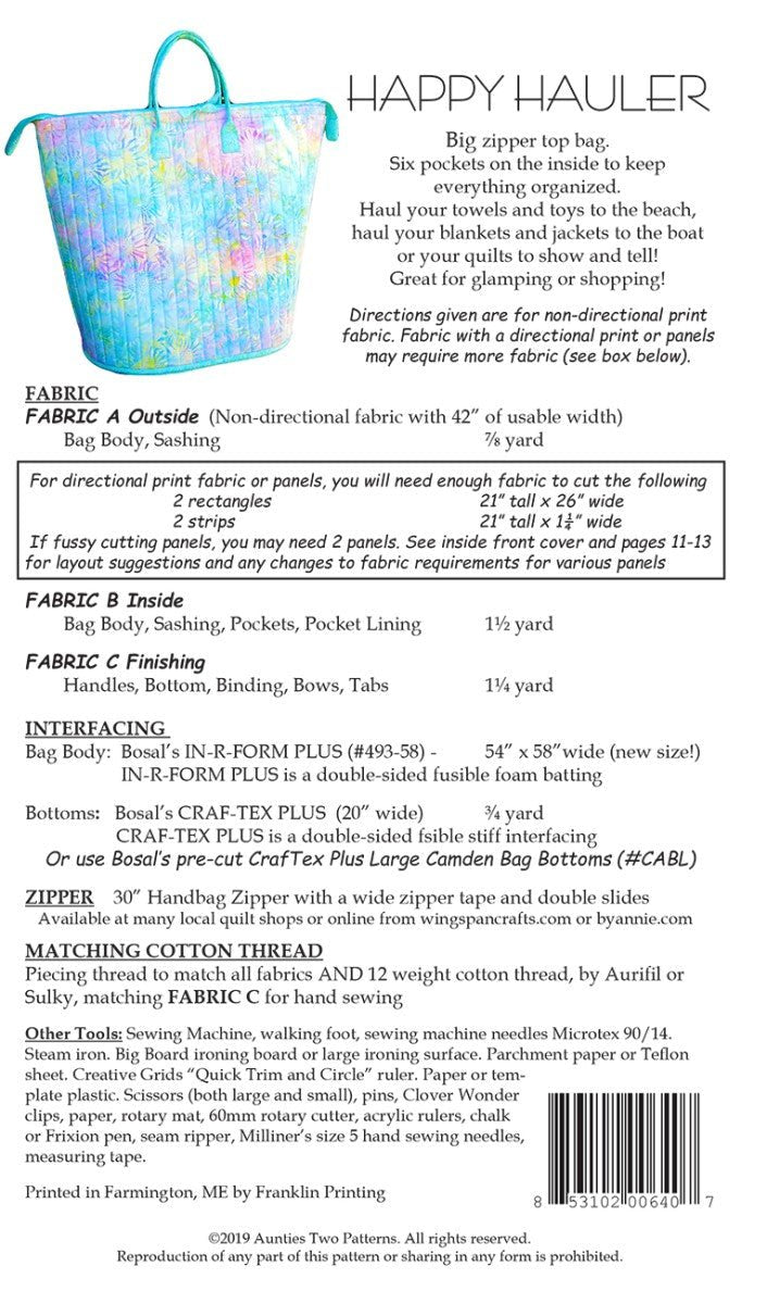 Happy Hauler Tote Bag Pattern - QuiltingJoyPDX