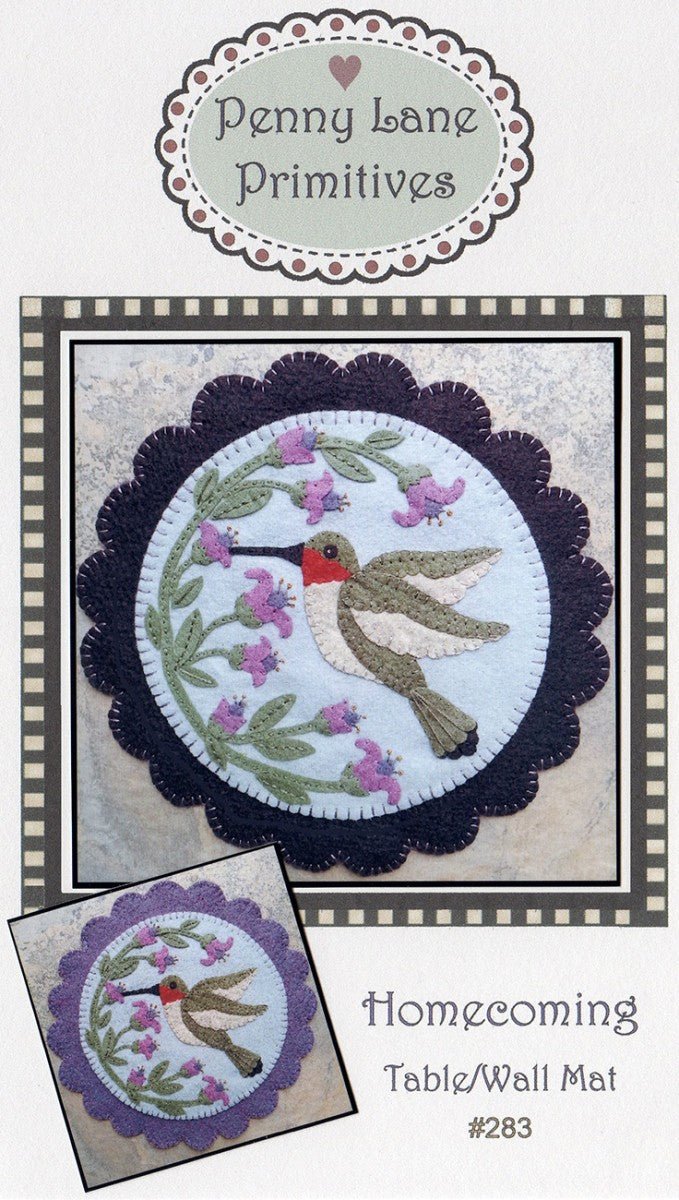 Homecoming Wool Appliqué Mat Pattern by Penny Lane Primitives - QuiltingJoyPDX