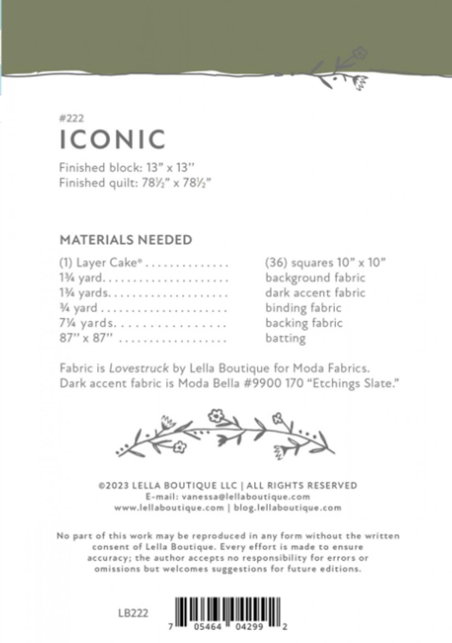 Iconic Quilt Pattern by Lella Boutique - approx 78.5" x 78.5" finished size - QuiltingJoyPDX