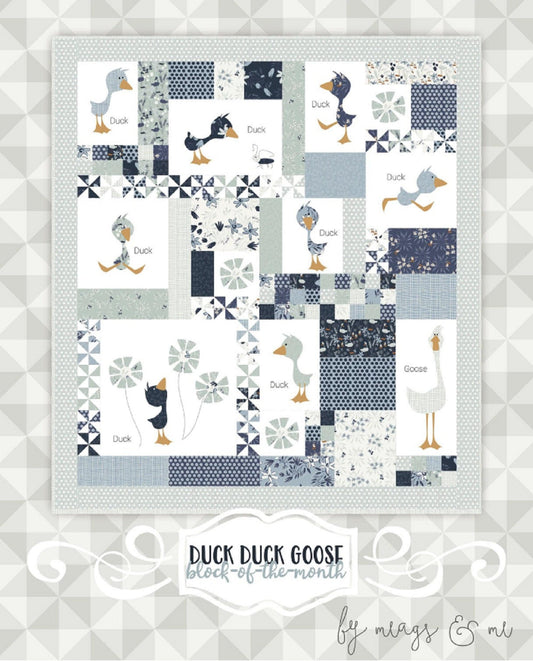 Duck Duck Goose Block-of-the-Month Pattern Set by meags & me - Six-month block pattern.  Finished size approximately 56" x 62"