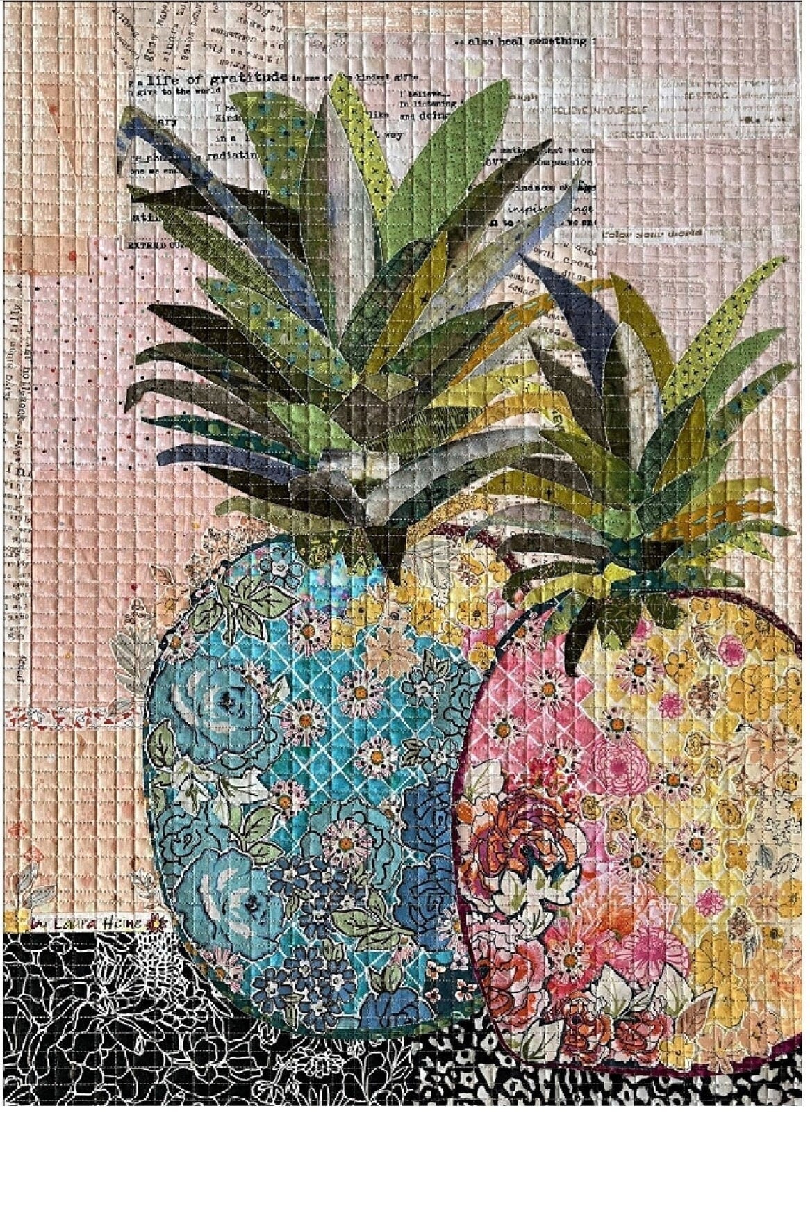 Pineapple Collage Quilt Pattern by Laura Heine (18" x 24")