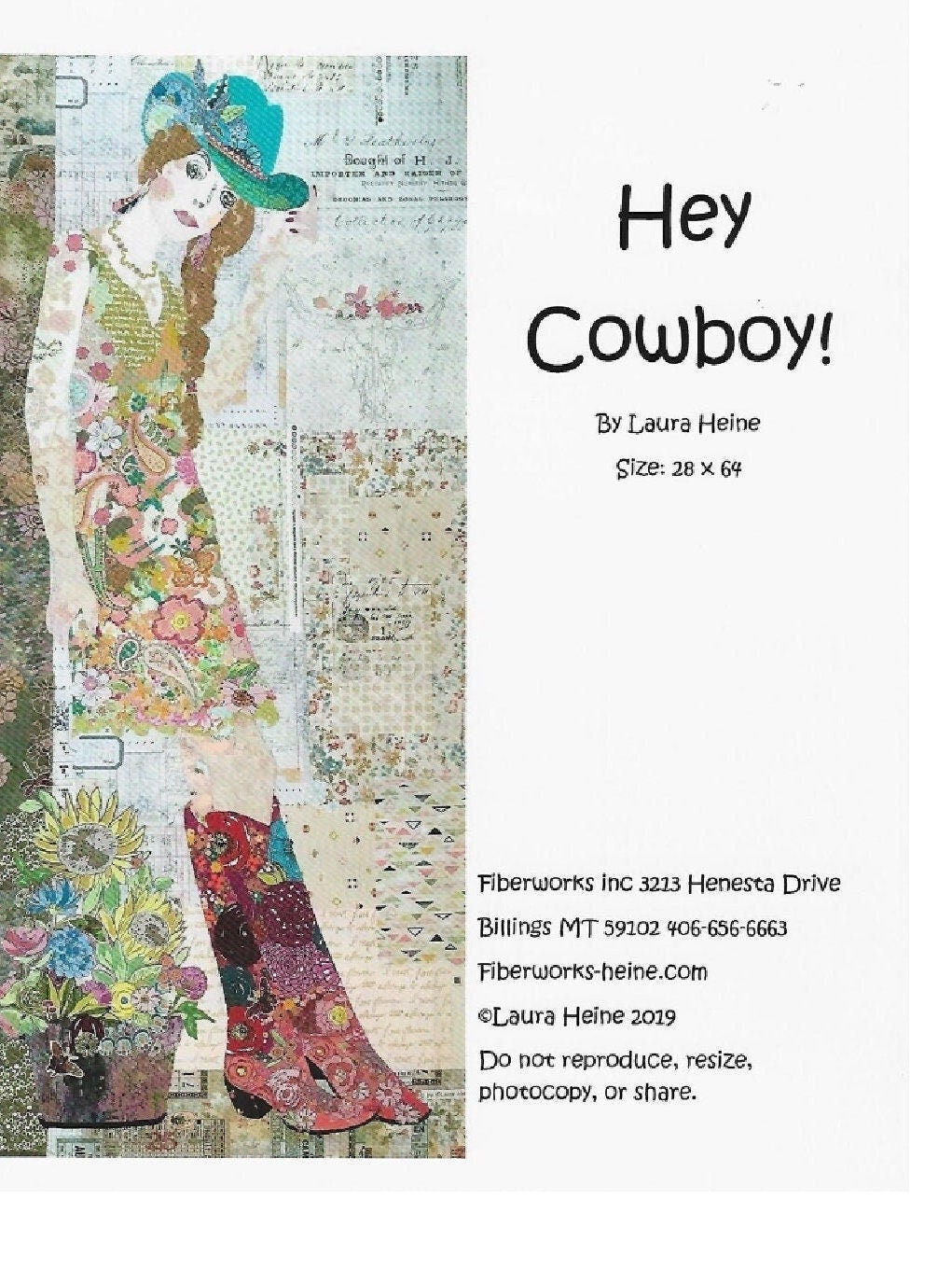 Hey Cowboy Quilt Pattern by Laura Heine - Finished size approximately 28 x 64