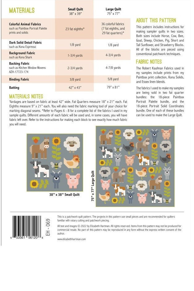 Fab Farm Quilt Pattern by Elizabeth Hartman: Two Sizes