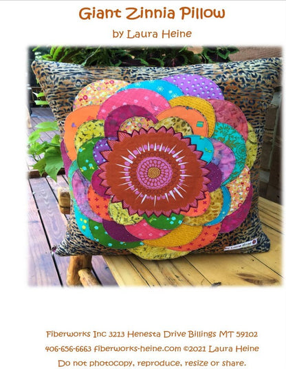 Giant Zinnia Pillow Pattern by Laura Heine - finished size approx 21" pattern only