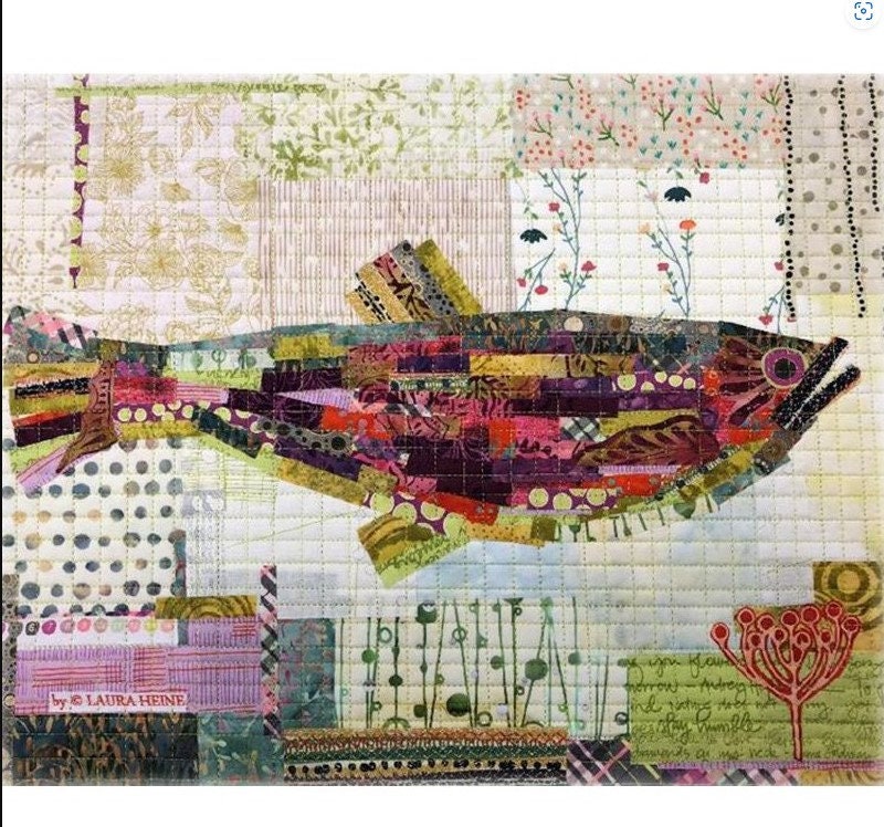 Teeny Tiny Collage Quilt Patterns #1 by Laura Heine - Dress, Fish, Elephant