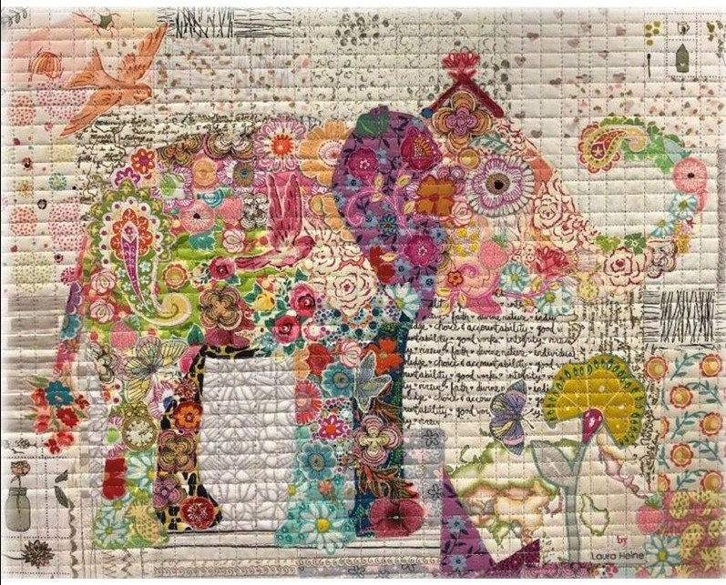 Teeny Tiny Collage Quilt Patterns #1 by Laura Heine - Dress, Fish, Elephant