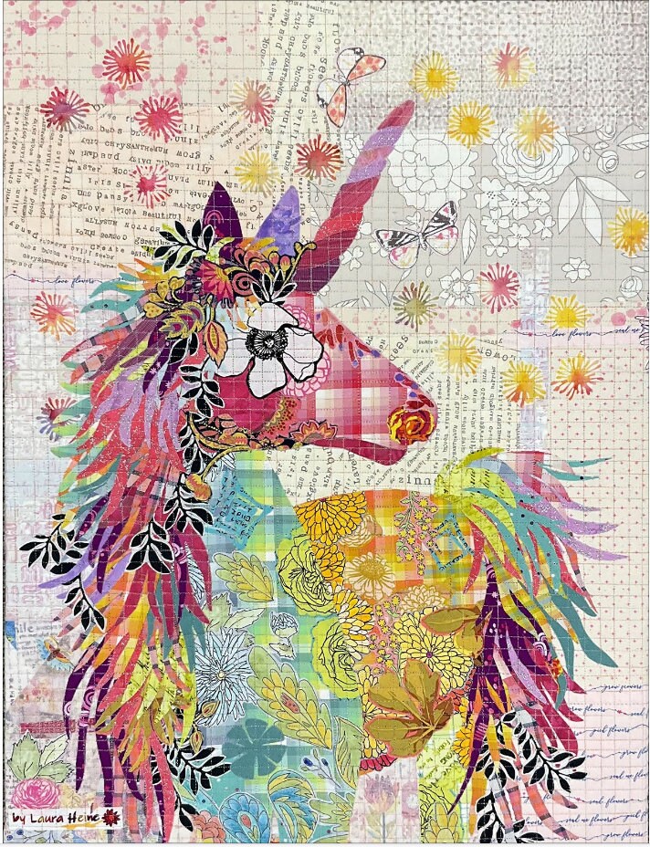 Mini Unicorn Collage Pattern by Laura Heine - Finished size approximately 18" w x 24" h