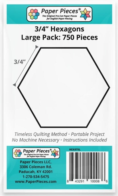 3/4" Hexagon Paper Pieces English Paper Piecing (EPP) 750 pieces