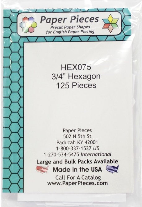 3/4" Hexagon Paper Pieces English Paper Piecing (EPP) 125 pieces