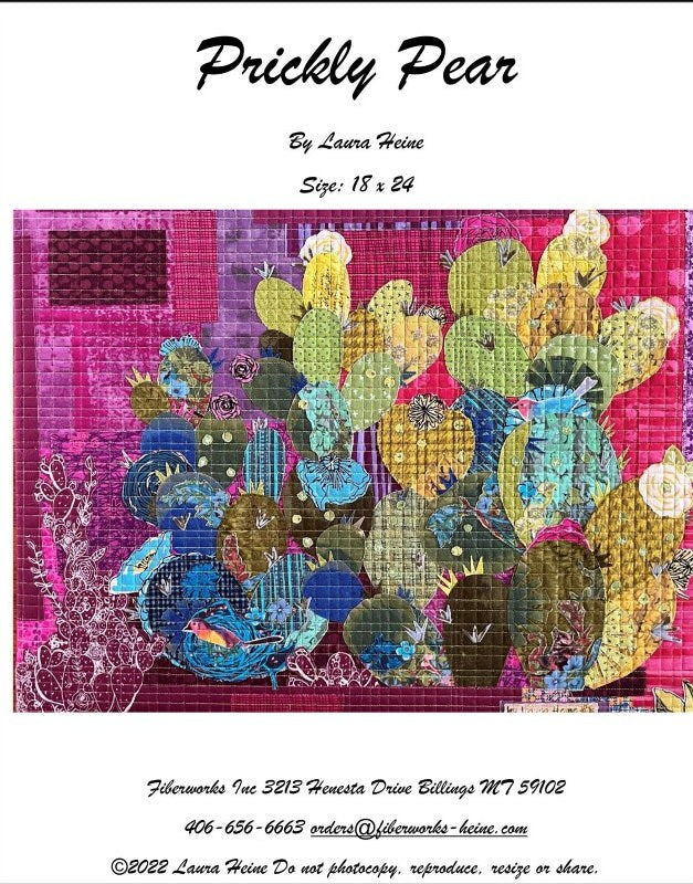 Prickly Pear Collage Quilt Pattern by Laura Heine -approximately finished size 18" x 24" - No fabric Included