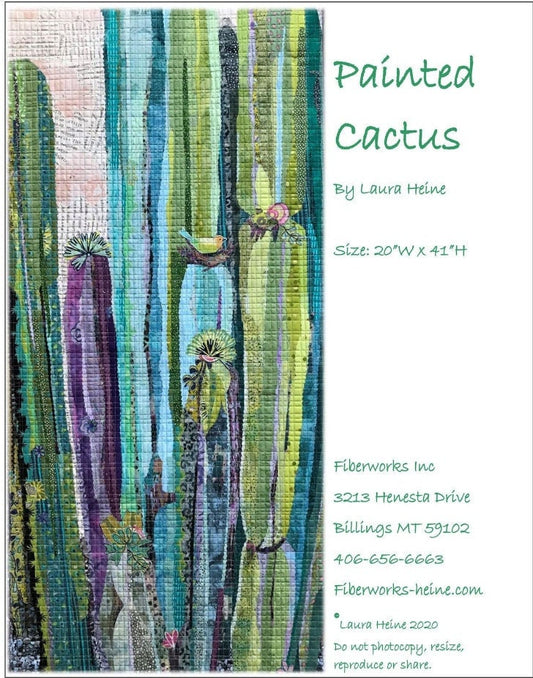 Painted Cactus Collage Quilt Pattern by Laura Heine -approximately finished size 20" x 41" - No fabric Included