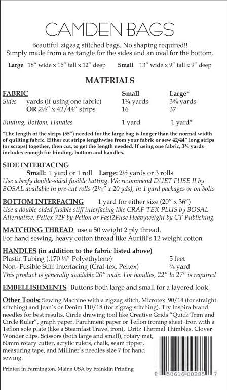 Camden Bags Pattern by Aunties Two Patterns - includes 3 sizes