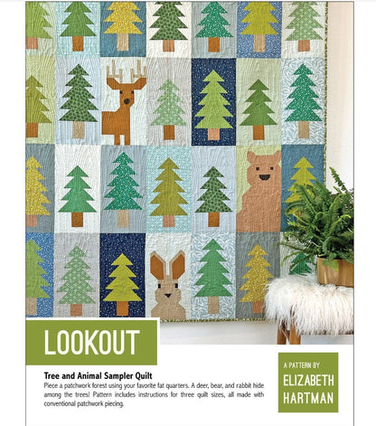 Lookout Tree&Animal Sampler Quilt Kit-Pattern+Fabric for top. Pattern by Elizabeth Hartman 40"x45"