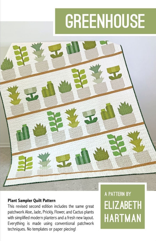 Greenhouse Quilt Pattern by Elizabeth Hartman - Three quilt sizes included, Precut Friendly.