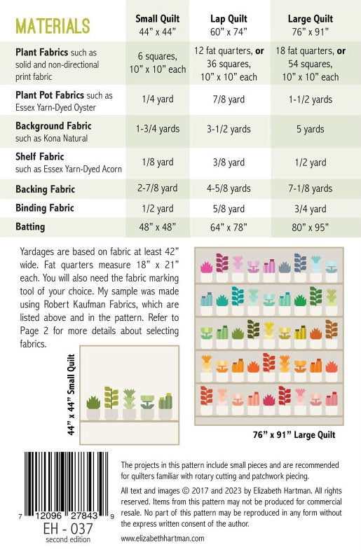 Greenhouse Quilt Pattern by Elizabeth Hartman - Three quilt sizes included, Precut Friendly.