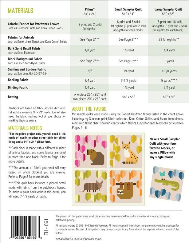 Rainbow Rainforest Quilt Pattern by Elizabeth Hartman (Pillow Pattern Included)