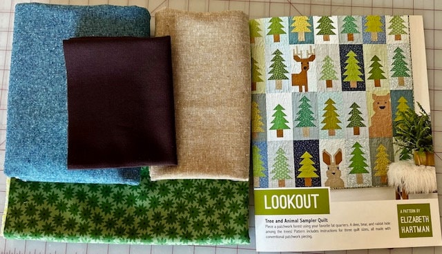 Lookout Tree&Animal Sampler Quilt Kit-Pattern+Fabric for top. Pattern by Elizabeth Hartman 40"x45"