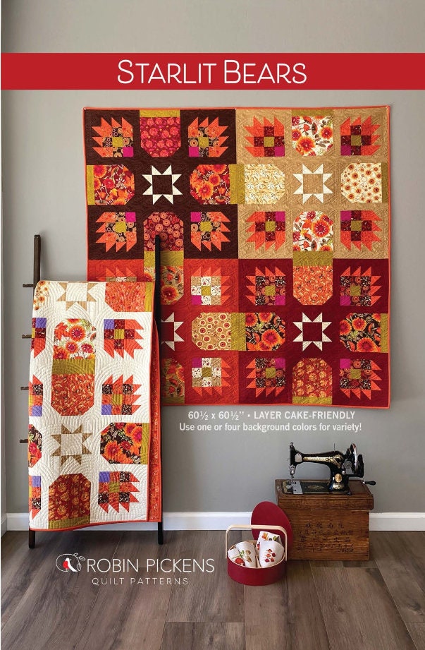 Starlit Bears Quilt Pattern by Robin Pickens (60.5" Square) (Layer Cake Friendly)
