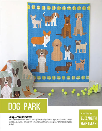 Dog Park Sampler Quilt Pattern by Elizabeth Hartman - Four quilt sizes included - No Fabric Included