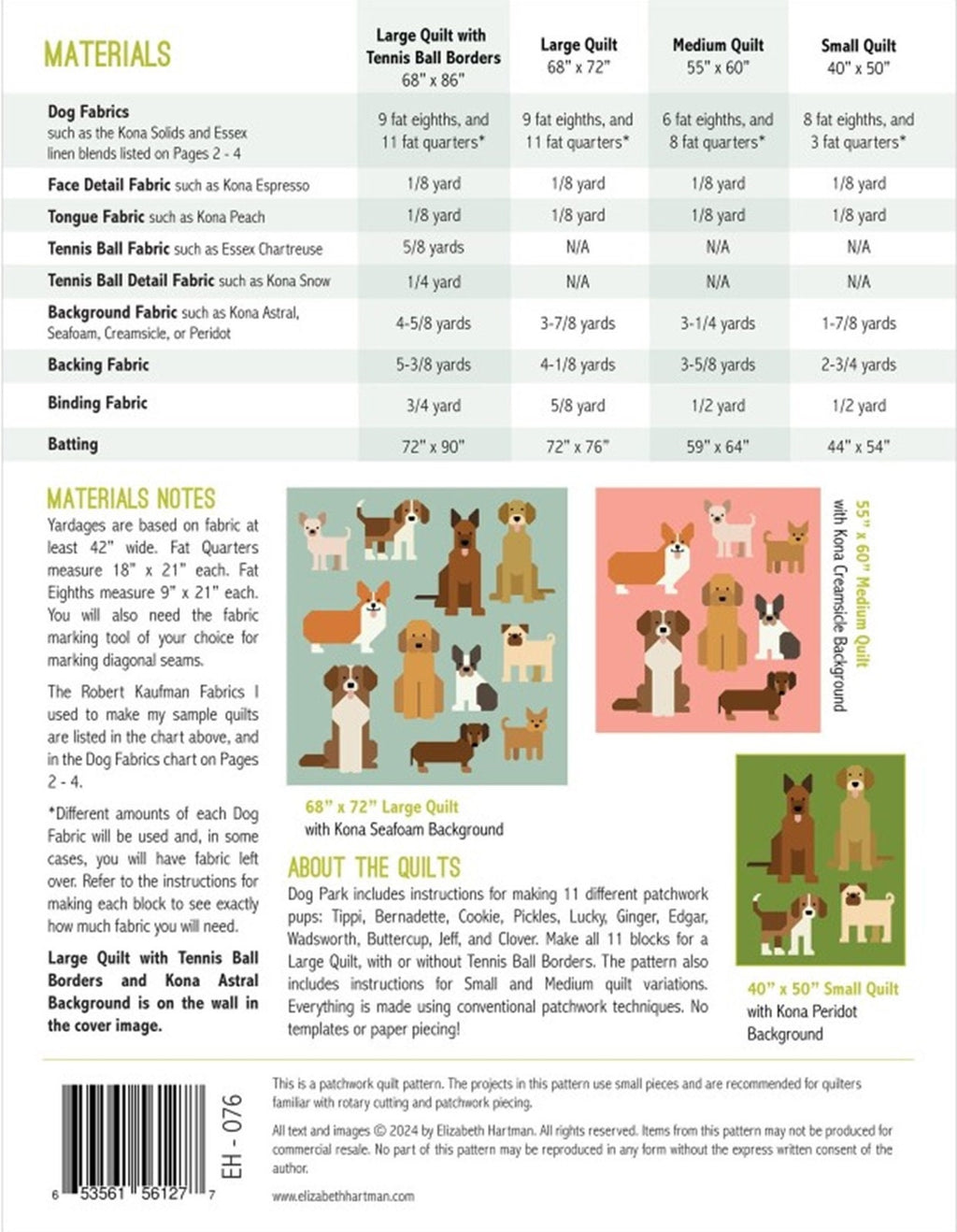 Dog Park Sampler Quilt Kit from Robert Kaufman pattern by Elizabeth Hartman