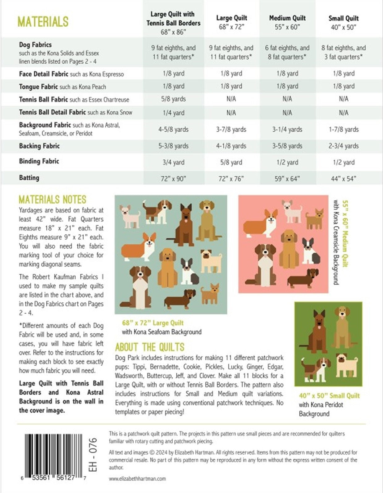 Dog Park Sampler Quilt Kit from Robert Kaufman pattern by Elizabeth Hartman