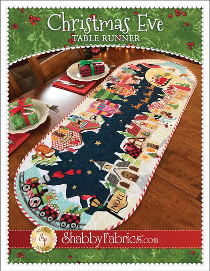 Christmas Eve Table Runner Pattern - Wall Hanging, Pillow and Table Runner instructions included. Approx finished size 20" x 52"