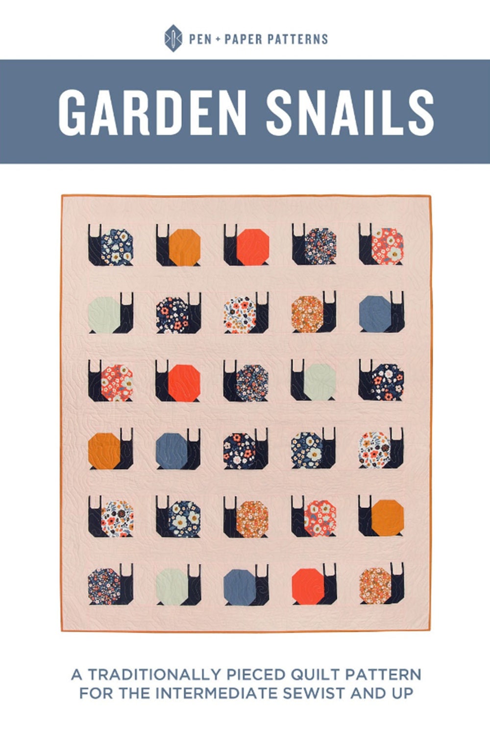 Garden Snail Quilt Pattern: Pen + Paper Design (57-7/8 x 67-1/2)